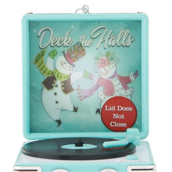 Mr. Christmas 3.8" Retro Vinyl Record Player Ornament, Teal - Picture 5 of 5